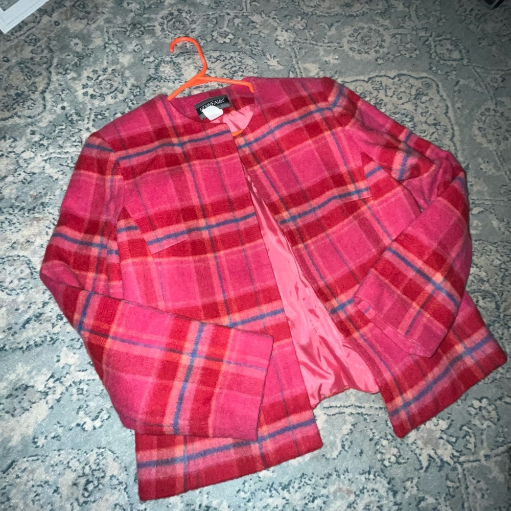 Vintage Cropped Plaid Jacket